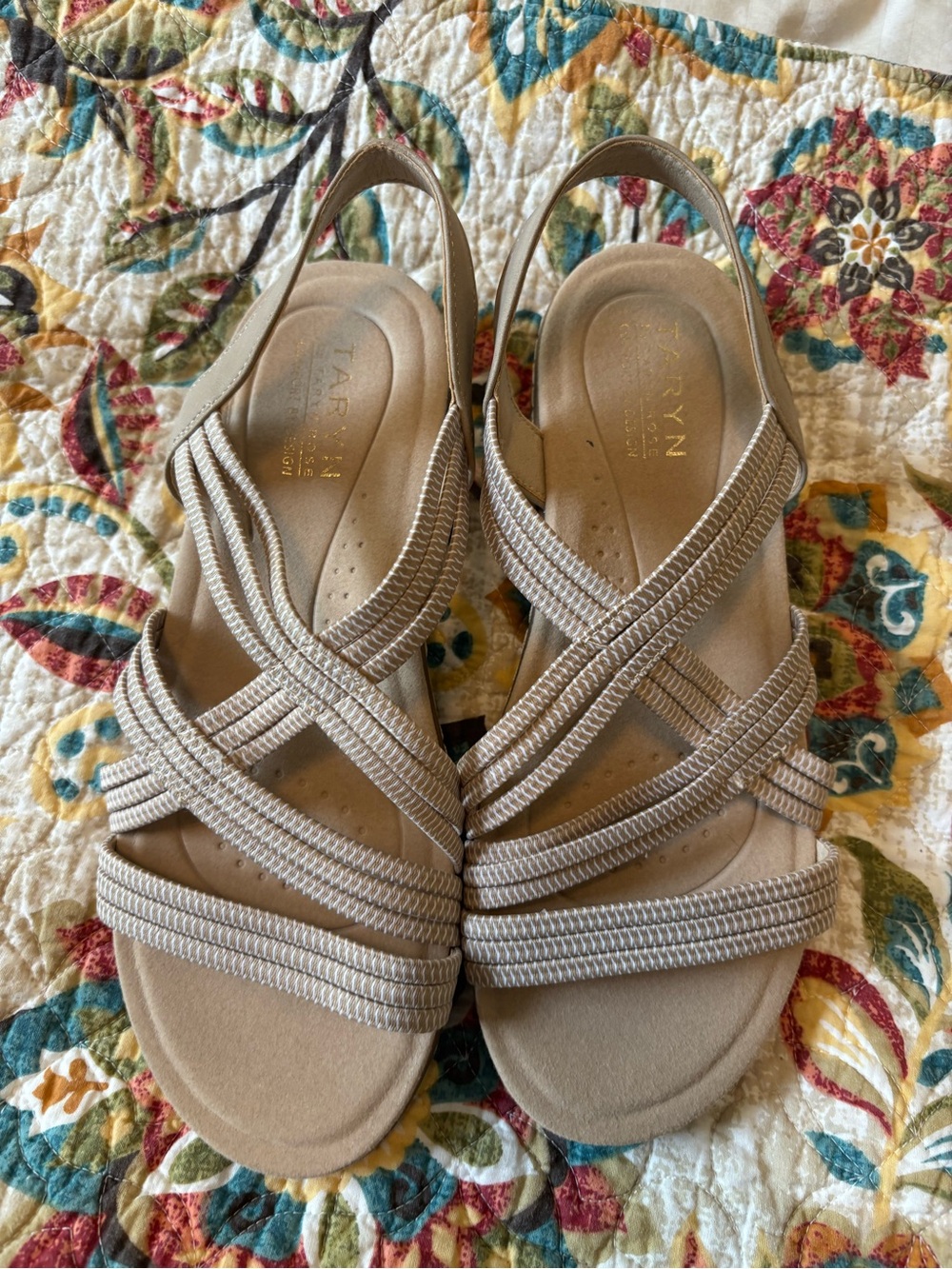 NWOT Beige Crisscross Elastic Slingback Sandals